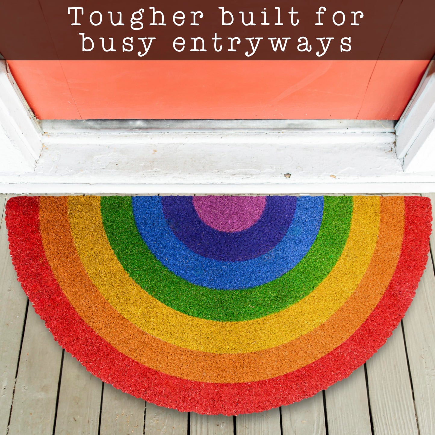 Rainbow Halfmoon Summer Spring Doormat 30"x17"