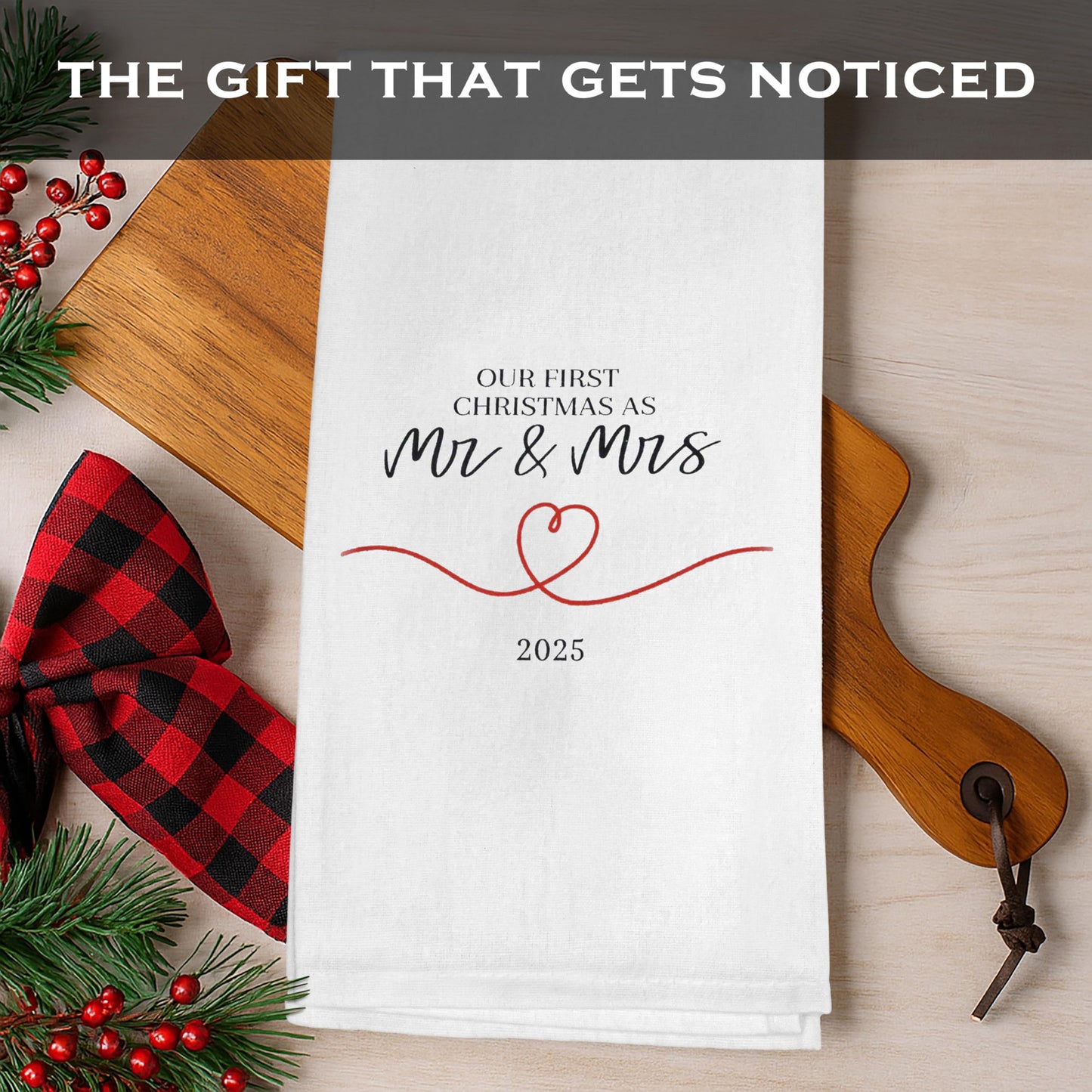 Our First Christmas as Mr and Mrs Kitchen Towel 18x24 Inch