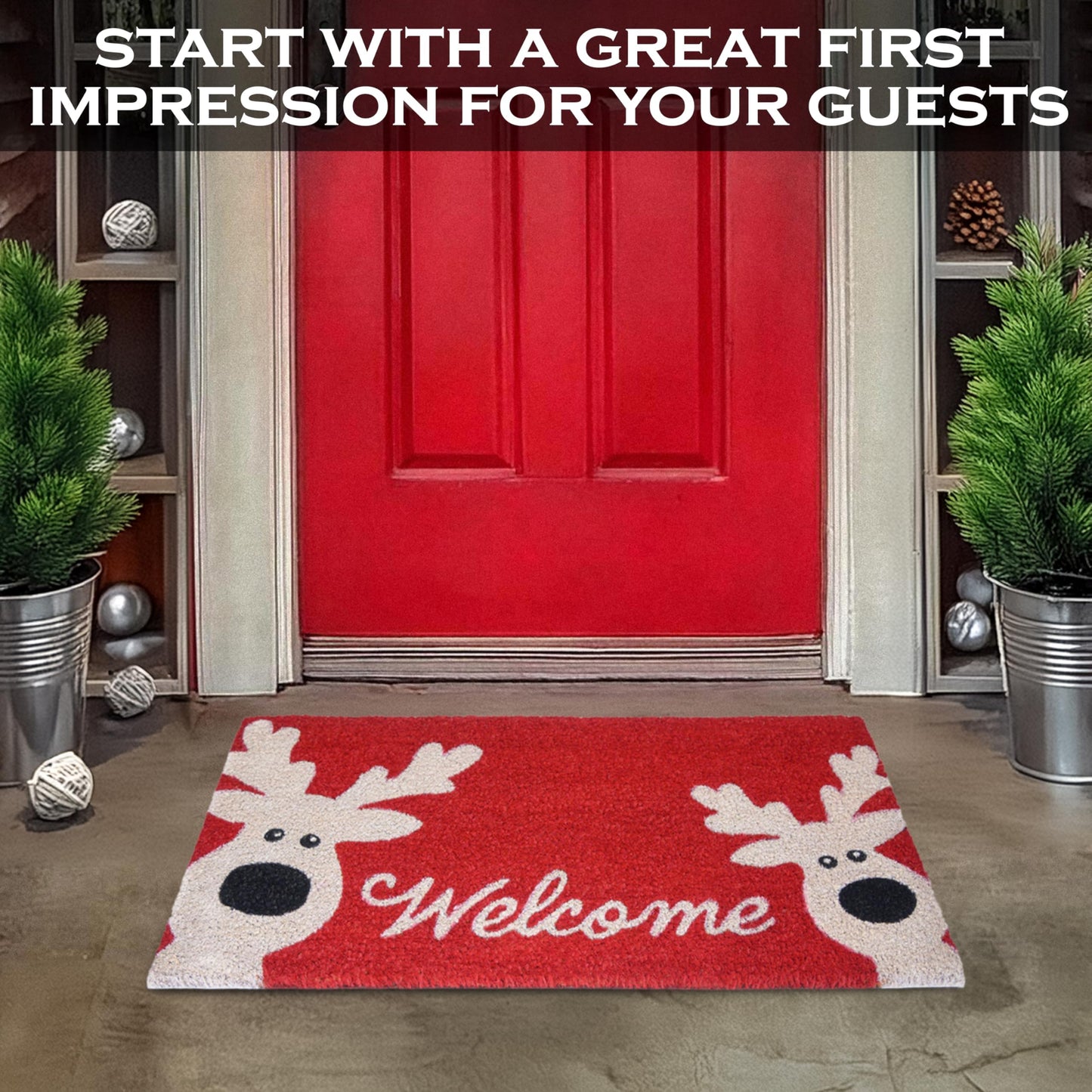 Reindeer Door Mat 30x17 Inch