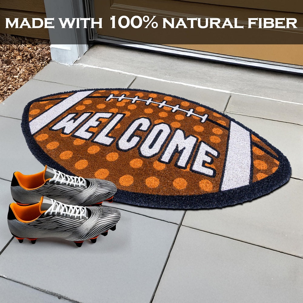 Fall Football-shaped Welcome Door Mat 30x17"
