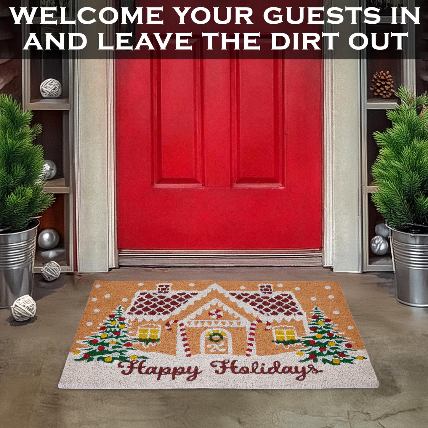 Gingerbread House Christmas Door Mat 30x17 Inch