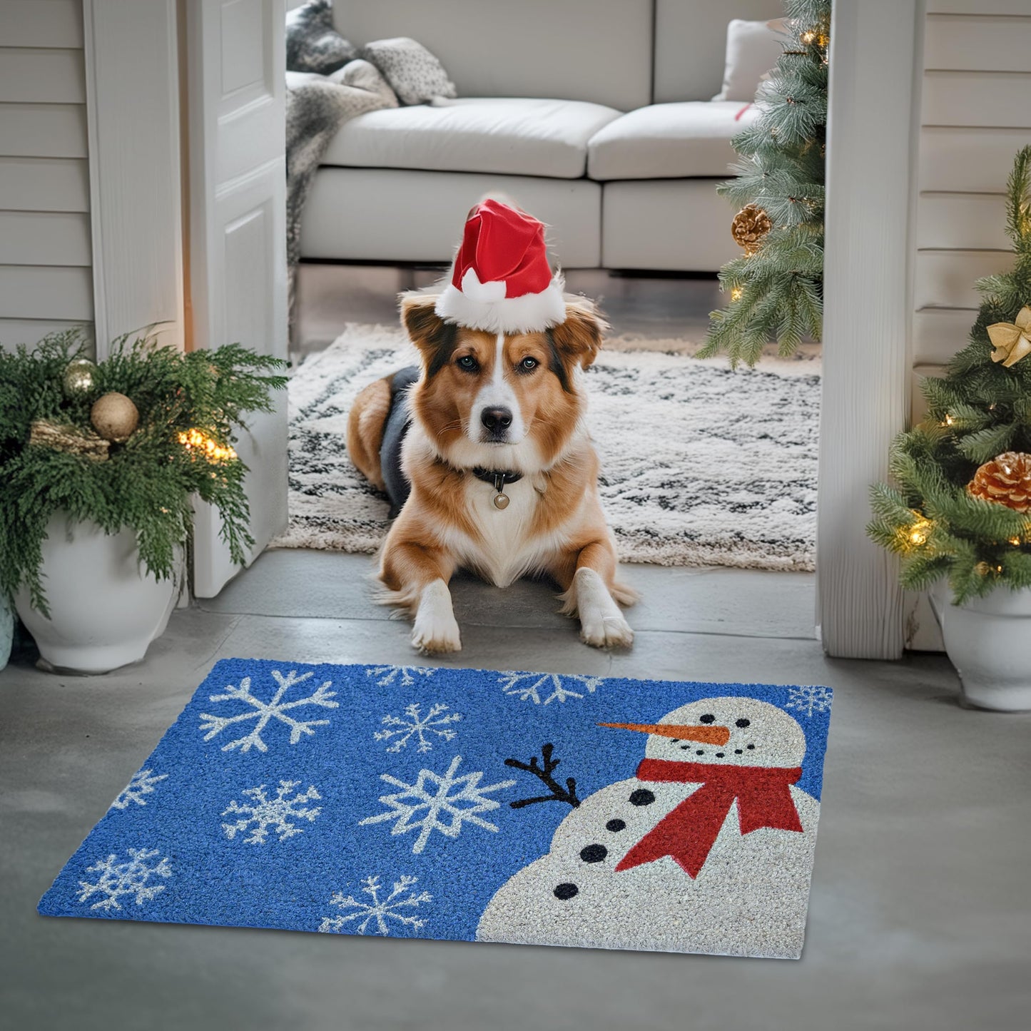 Snowy Snowman Door Mat Outdoor 30x17 Inch