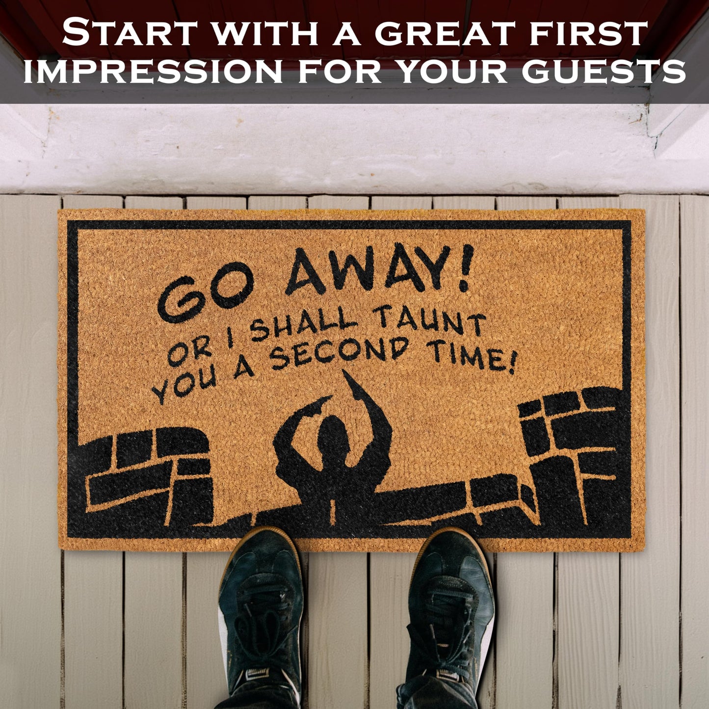Go Away or I Shall Taunt You Coir Door Mat Outdoor 30x17 Inch