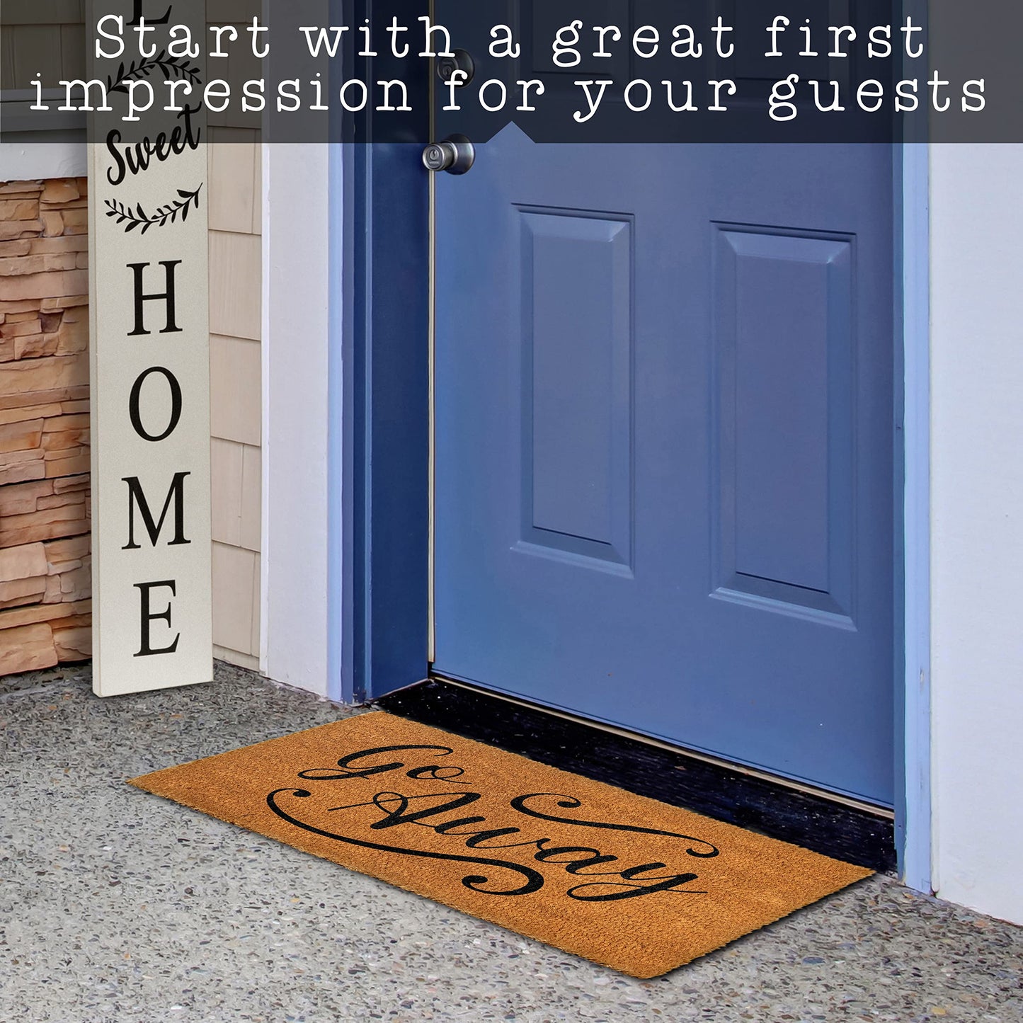 Go Away, and Leave Laugh Leave Funny Coir Door Mats Outdoor