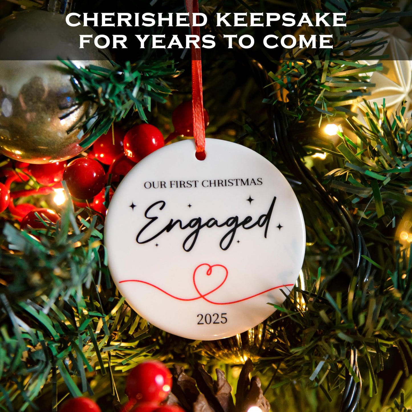 Our First Christmas Engaged Ornament 3 Inch