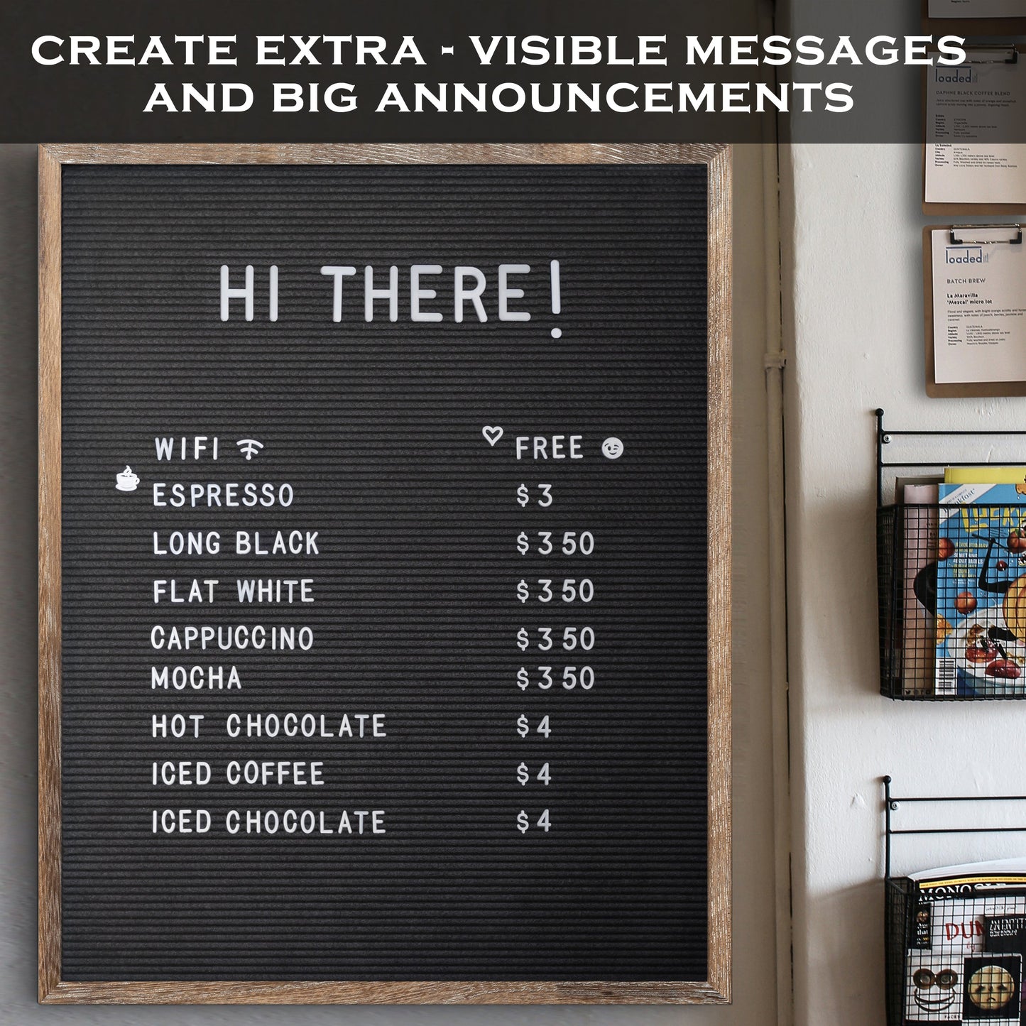 Large Felt Letter or Menu Board in 24x30 or 32x40-inch Sizes