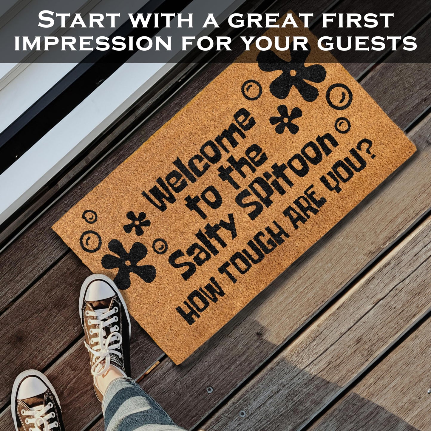 Welcome to the Salty Spittoon Coir Door Mat Outdoor 30x17 Inch