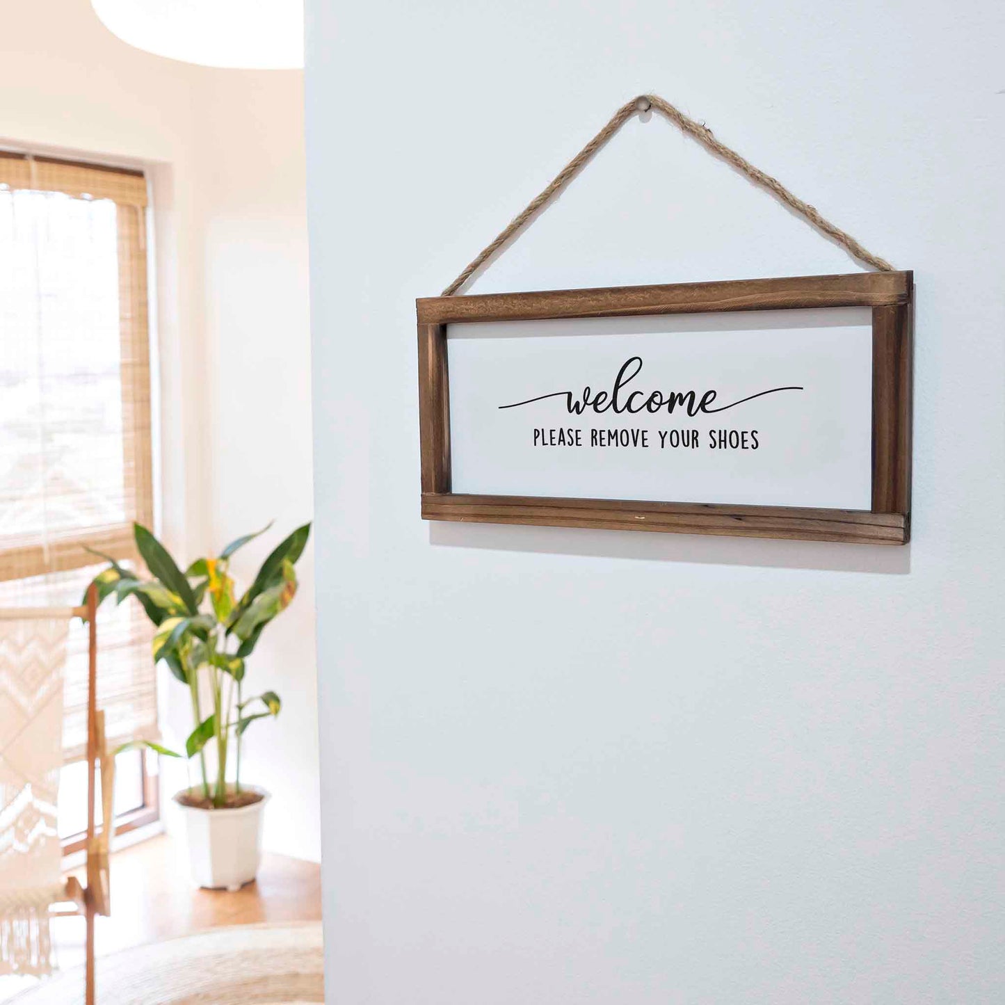Please Remove Shoes Sign - Modern Farmhouse Wall Hangiing Sign 6x12