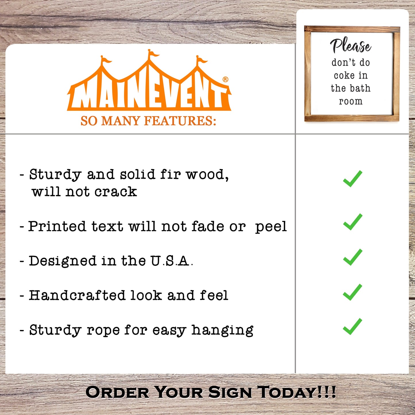 Please Don't Do Coke In The Bathroom Sign 11x16 Inch