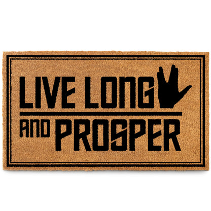 Live Long and Prosper Coir Door Mat Outdoor 30x17 Inch Startrek Decor