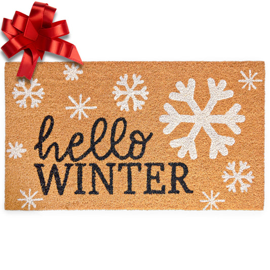 Hello Winter Snowlfake Door Mat 30x17 Inch