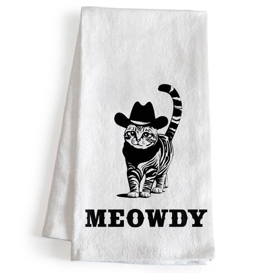 Meowdy Kitchen Towel 18x24 Inch, Funny Black Cat Kitchen Towel
