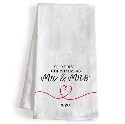 Our First Christmas as Mr and Mrs Kitchen Towel 18x24 Inch