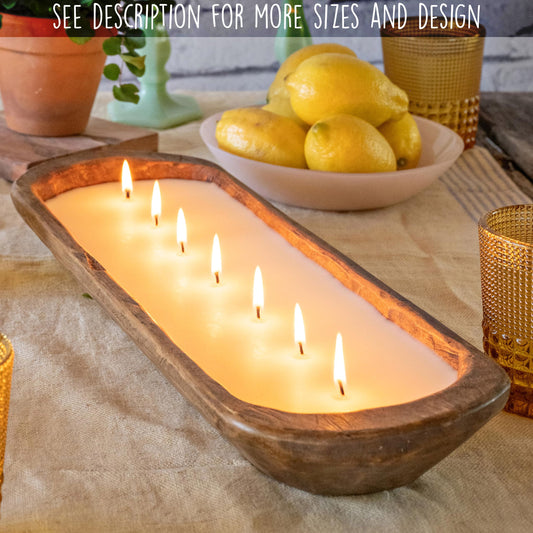 Wooden Dough Bowl Candle 20-inch Length