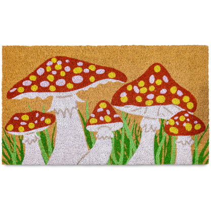 Mushroom Spring Summer Coir Welcome Doormat 30x17 Inch