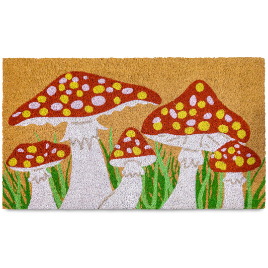 Mushroom Spring Summer Coir Welcome Doormat 30x17 Inch