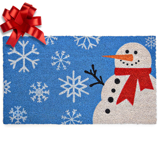 Snowy Snowman Door Mat Outdoor 30x17 Inch