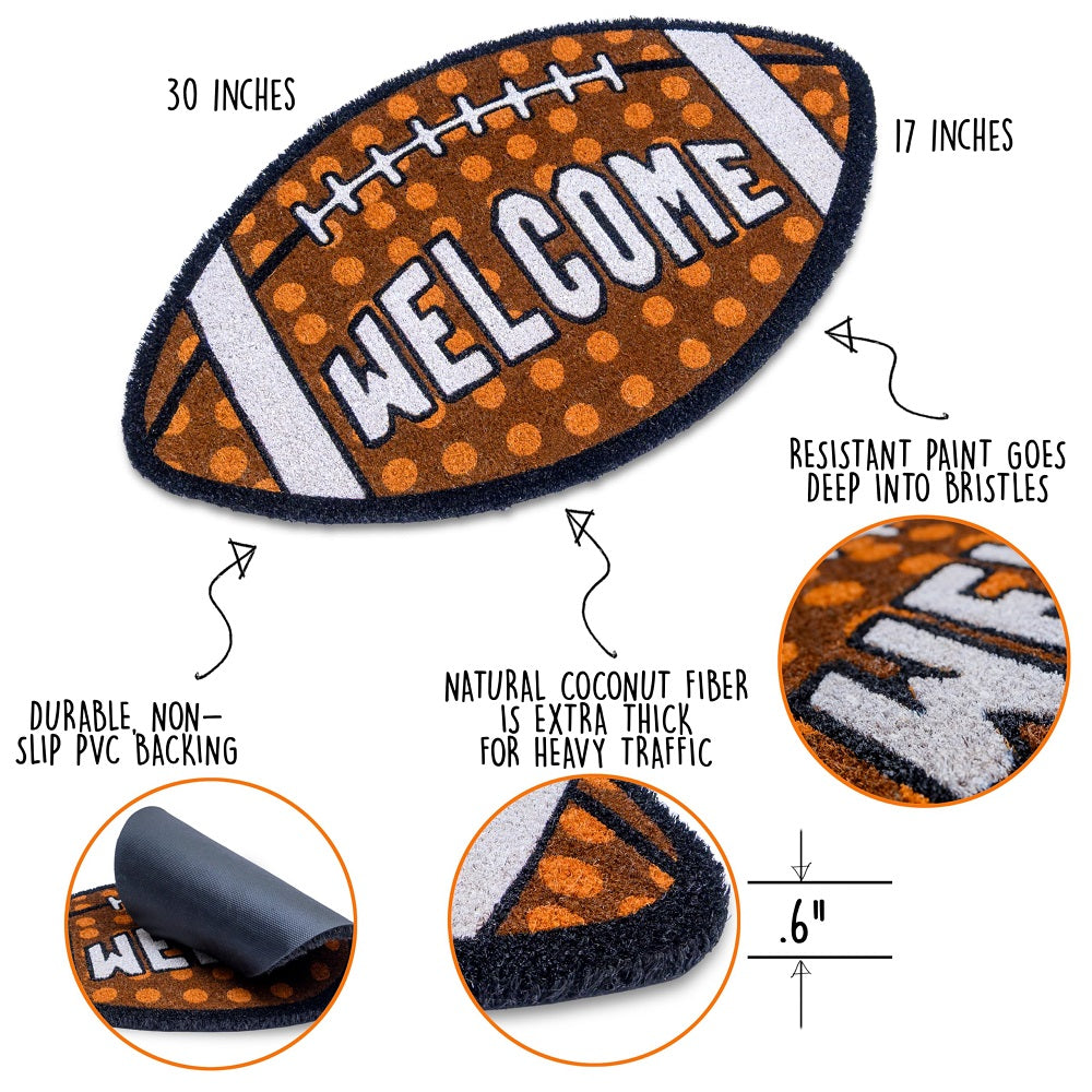 Fall Football-shaped Welcome Door Mat 30x17"