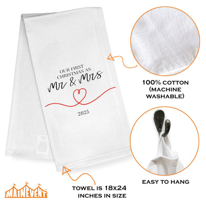 Our First Christmas as Mr and Mrs Kitchen Towel 18x24 Inch
