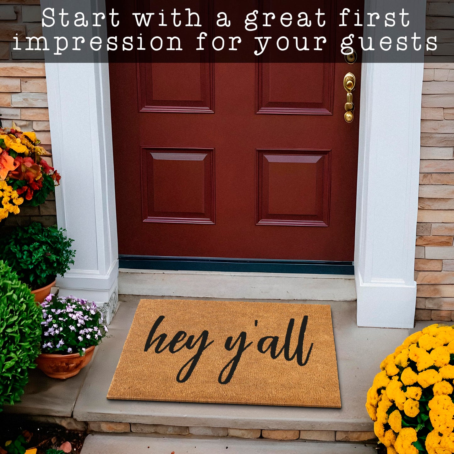 Hey Y'all and Hello There Coir Doormat Outdoor Rug