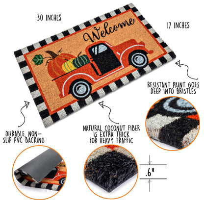 Welcome Fall Truck Door Mat 30x17 Inch