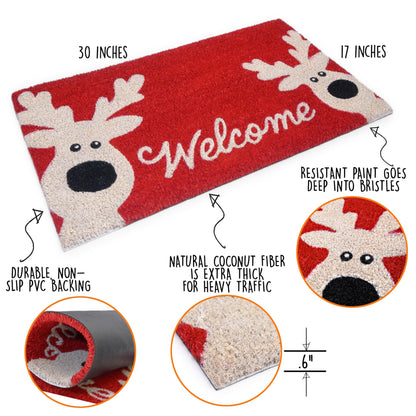 Reindeer Door Mat 30x17 Inch