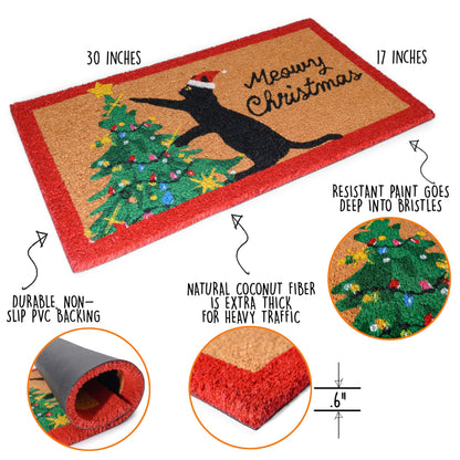 Meowy Christmas Doormat 30x17 Inch