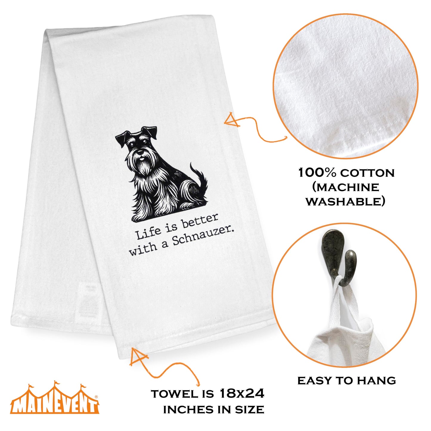 Life Is a Better with a Schnauzer Kitchen Towel 18x24 Inch