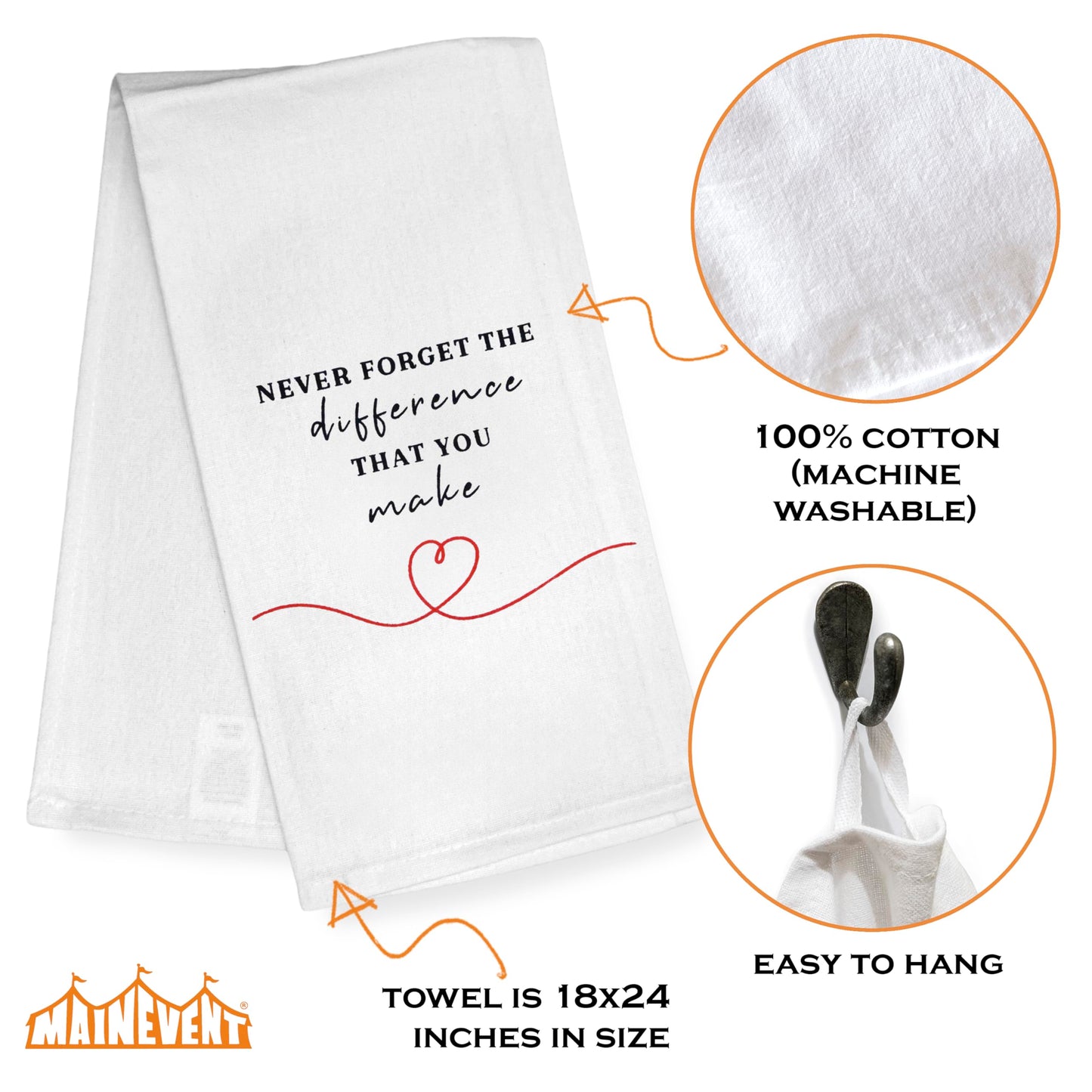 Never Forget the Difference That You Make Kitchen Towel 18x24 Inch