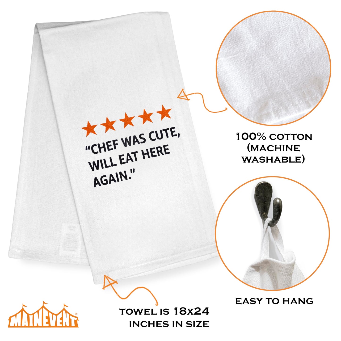 The Chef Was Cute Will Eat Here Again Chef Kitchen Towel 18x24 Inch