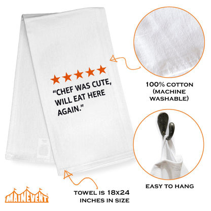 The Chef Was Cute Will Eat Here Again Chef Kitchen Towel 18x24 Inch