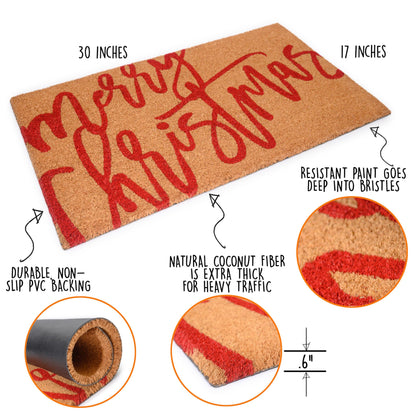 Merry Christmas Door Mat 30x17 Inch