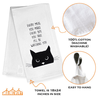 Every Bite You Take, I'll Be Watching You Cat Kitchen Towel 18x24 Inch