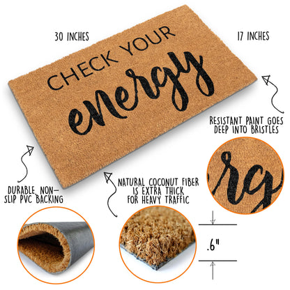 Coir Mat Check Your Energy 30"x17"