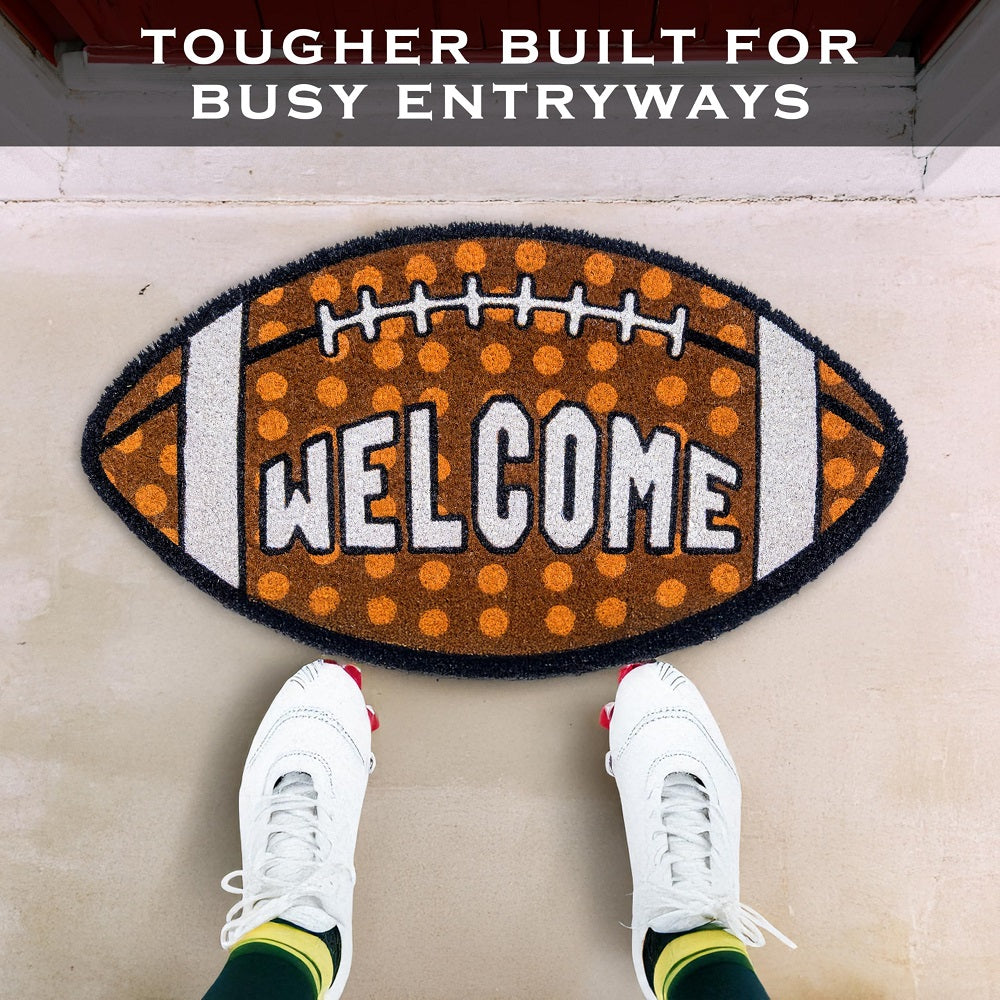 Fall Football-shaped Welcome Door Mat 30x17"