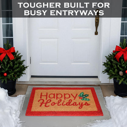Happy Holidays Door Mat Outdoor 30x17 Inch