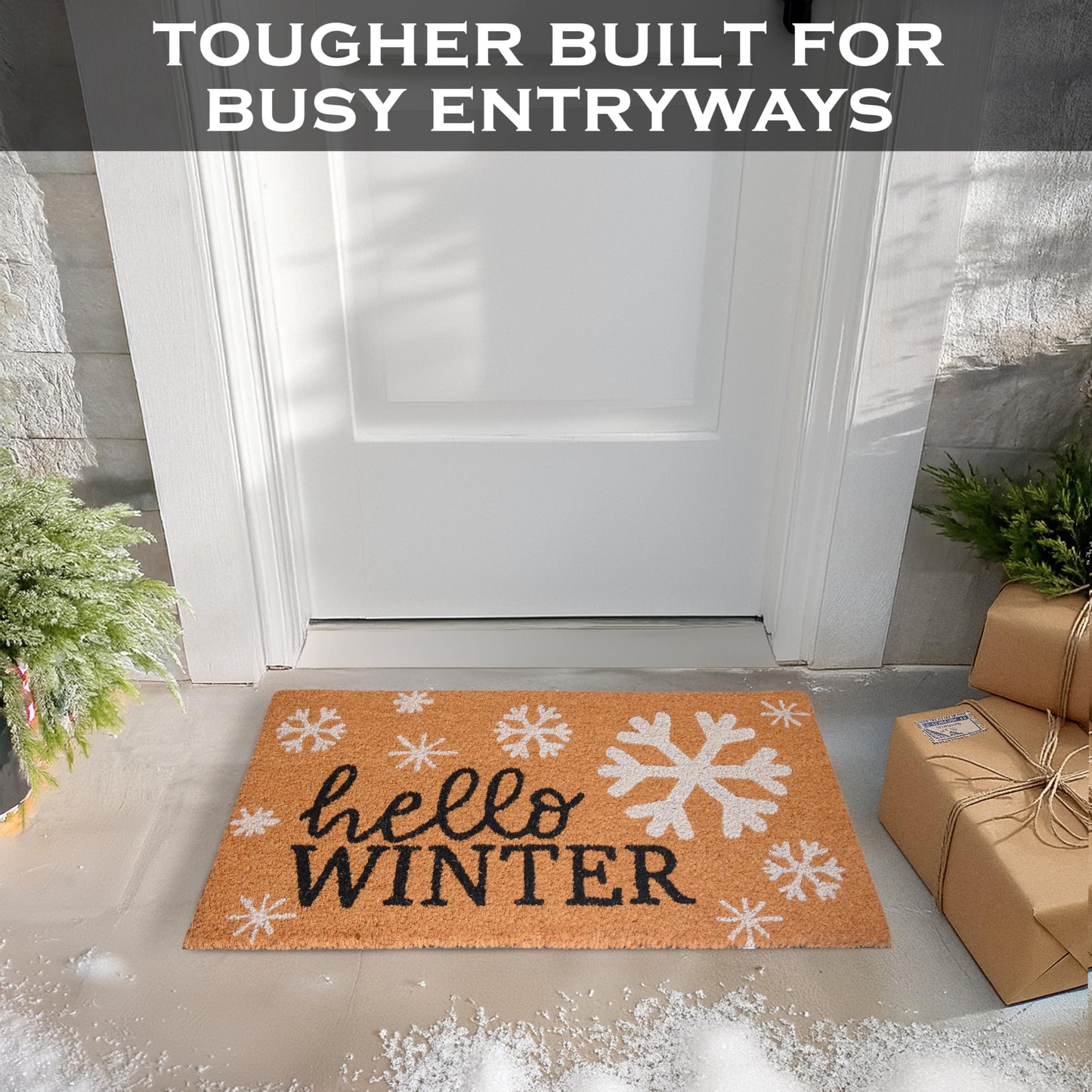 Hello Winter Snowlfake Door Mat 30x17 Inch