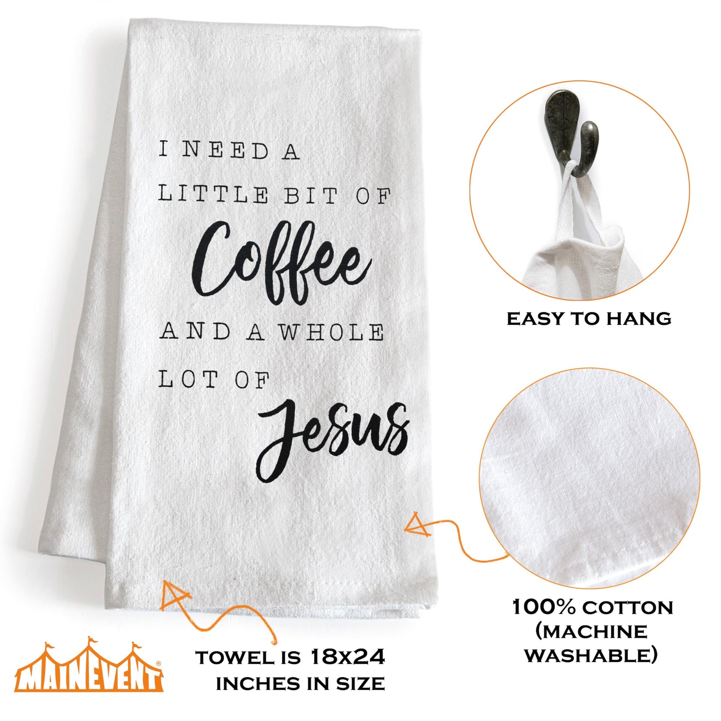 I Need A Little Bit Of Coffee Jesus Kitchen Towel - 18x24 Inch