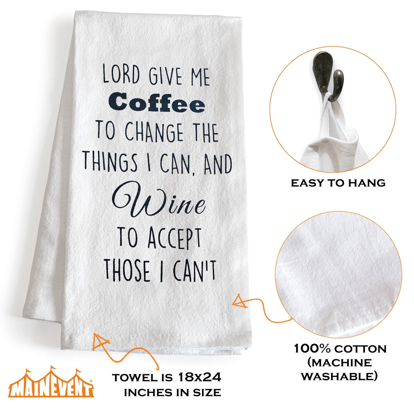 Lord Give Me Coffee to Change The Things I Can Towel 18x24 Inch