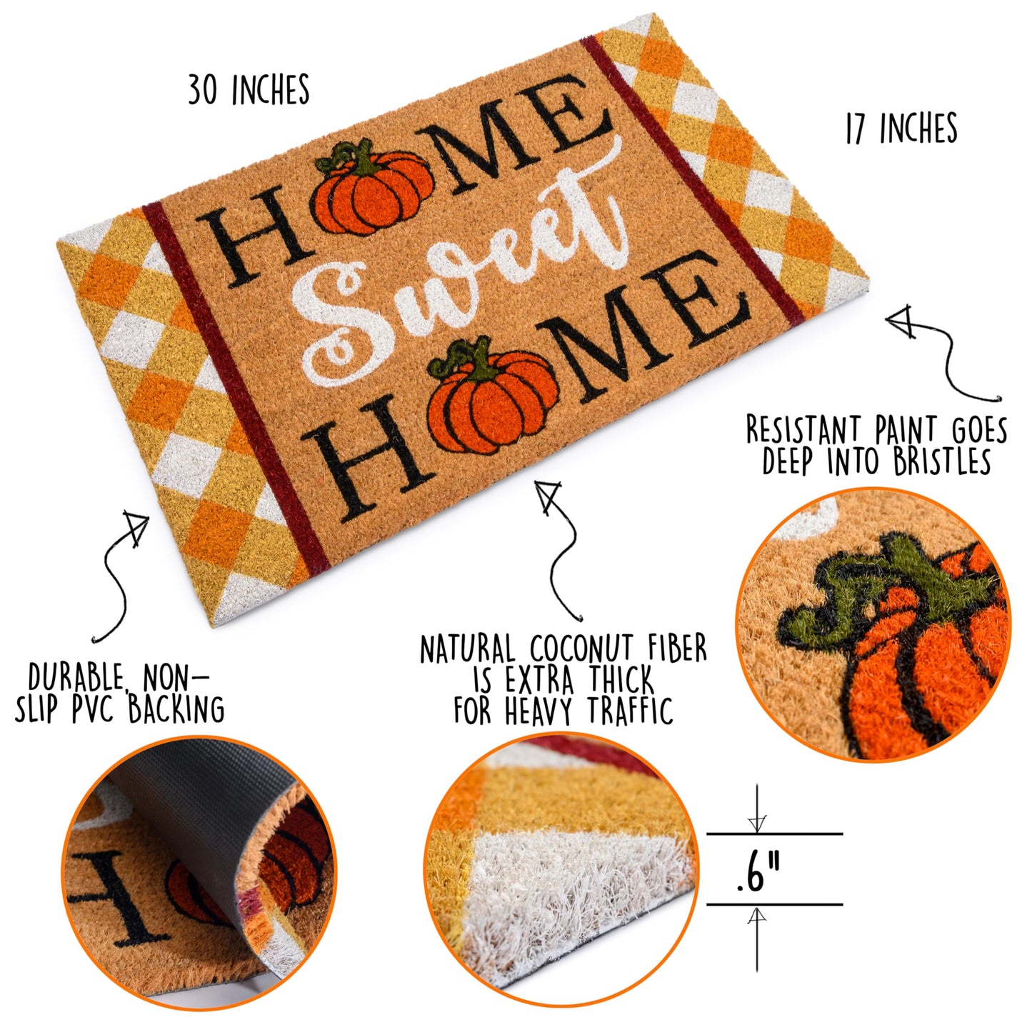 Home Sweet Home Coir Doormat 30x17 Inch