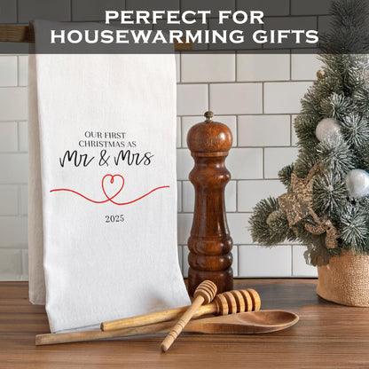 Our First Christmas as Mr and Mrs Kitchen Towel 18x24 Inch
