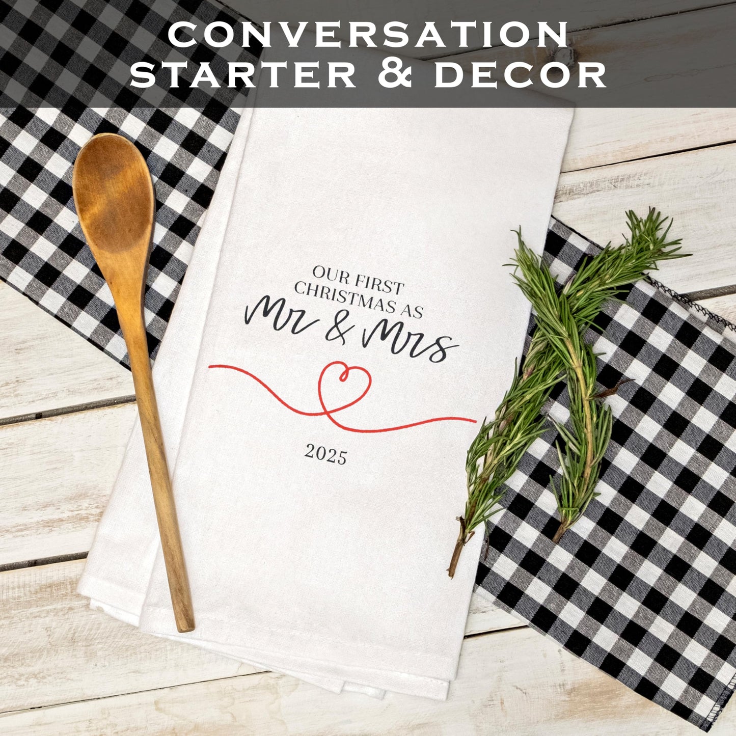 Our First Christmas as Mr and Mrs Kitchen Towel 18x24 Inch