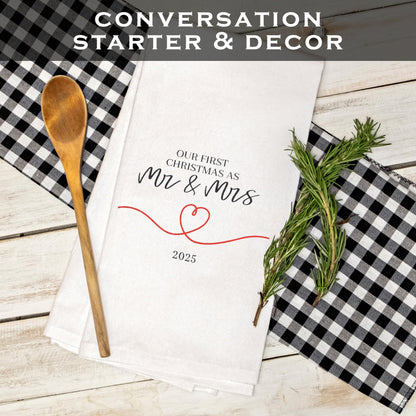 Our First Christmas as Mr and Mrs Kitchen Towel 18x24 Inch