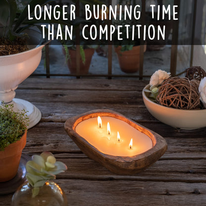 Wooden Dough Bowl Candle 10-inch Length