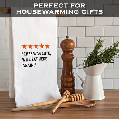 The Chef Was Cute Will Eat Here Again Chef Kitchen Towel 18x24 Inch