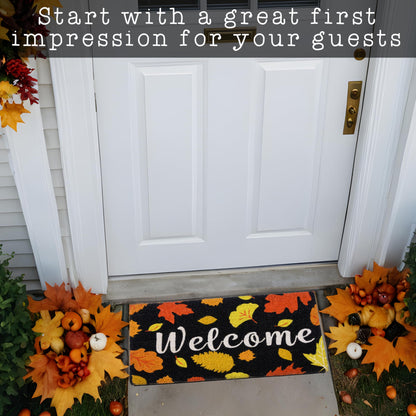 Welcome Leaves Fall Door Mat 30x17 Inch