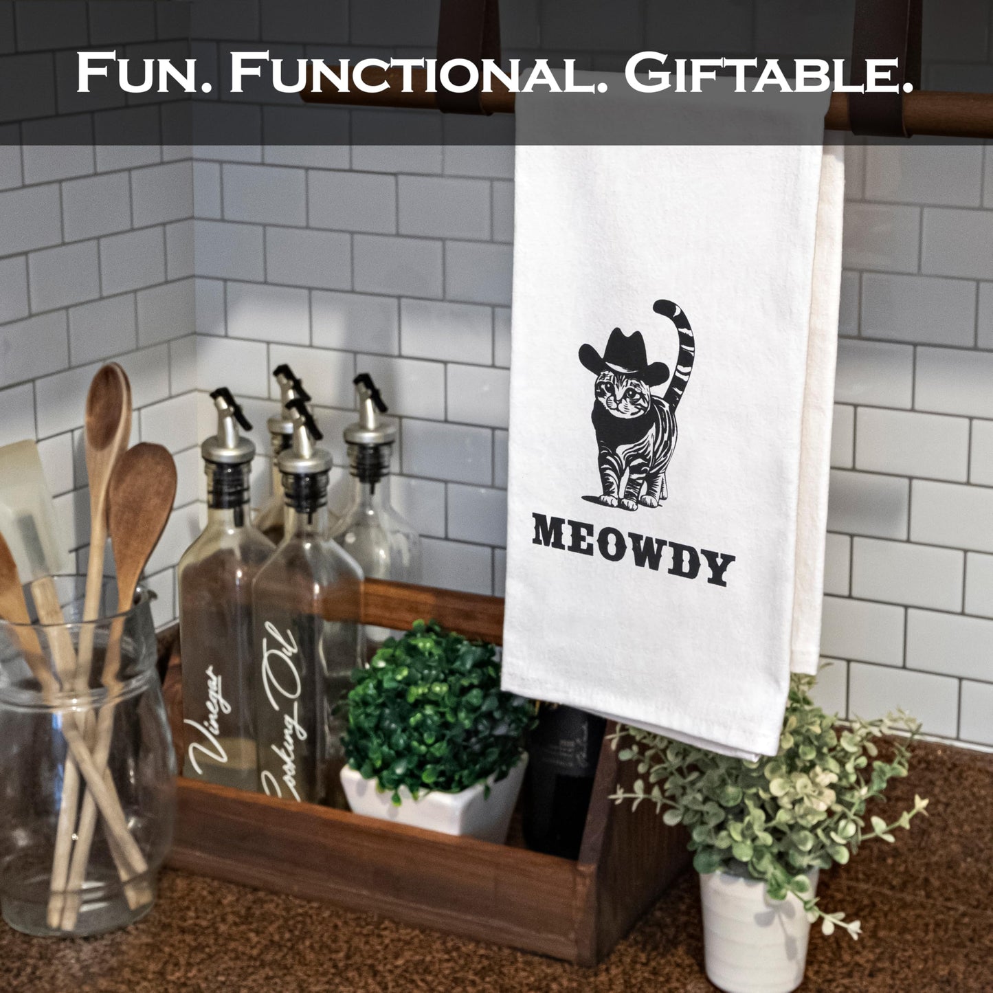 Meowdy Kitchen Towel 18x24 Inch, Funny Black Cat Kitchen Towel