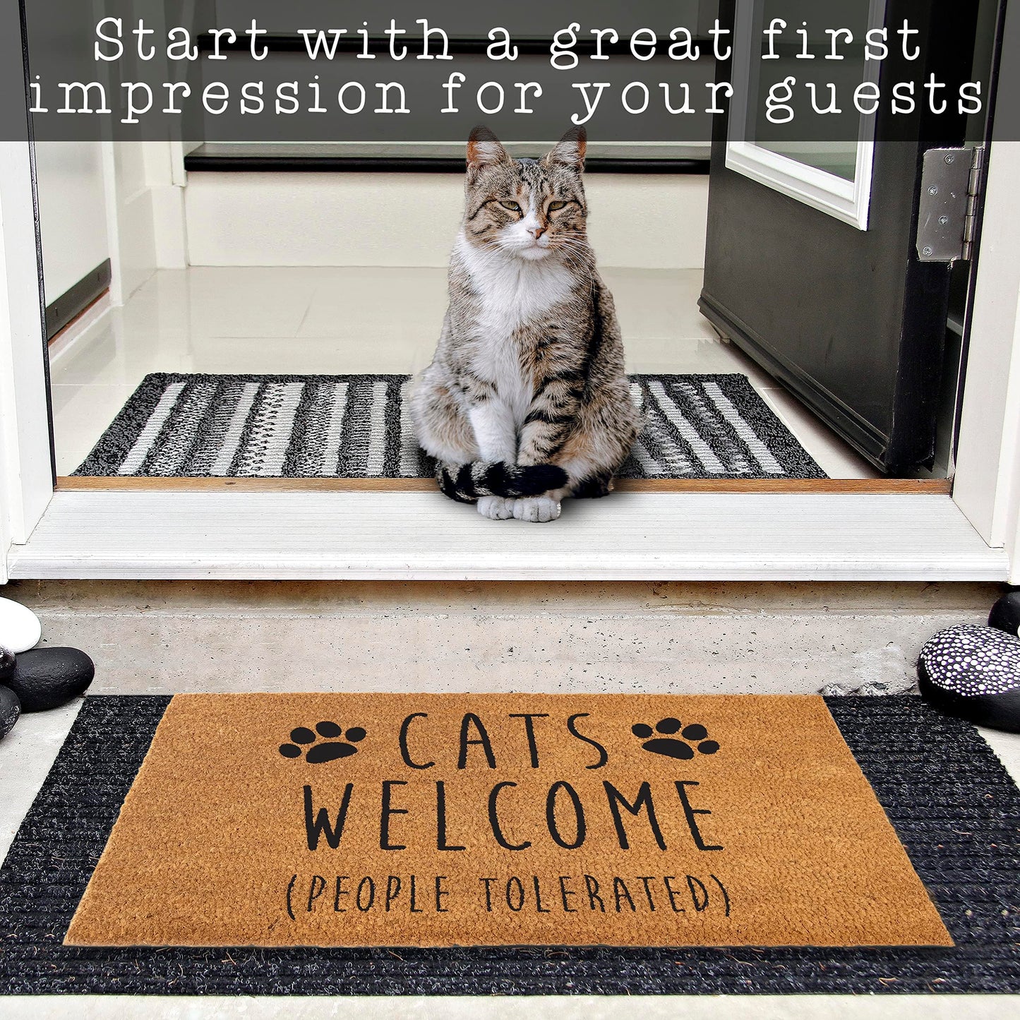 Cats Welcome People Tolerated Doormat 30x17 Inch