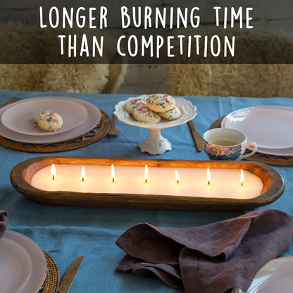 Wooden Dough Bowl Candle 20-inch Length