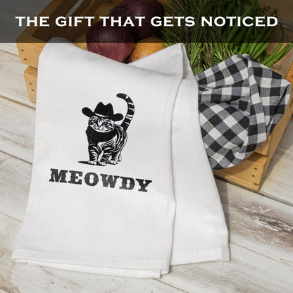 Meowdy Kitchen Towel 18x24 Inch, Funny Black Cat Kitchen Towel